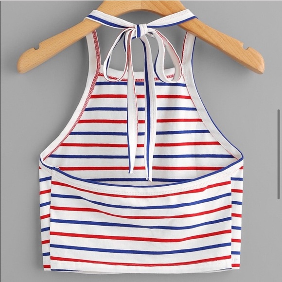 Red, White & Blue Halter Crop Top - Picture 2 of 4